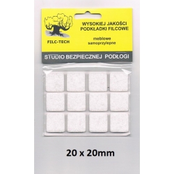 FILC Podkładki filcowe 20x20mm BIAŁE / blister 12 szt / podkładki meblowe samoprzylepne / 3535 / KWADRAT